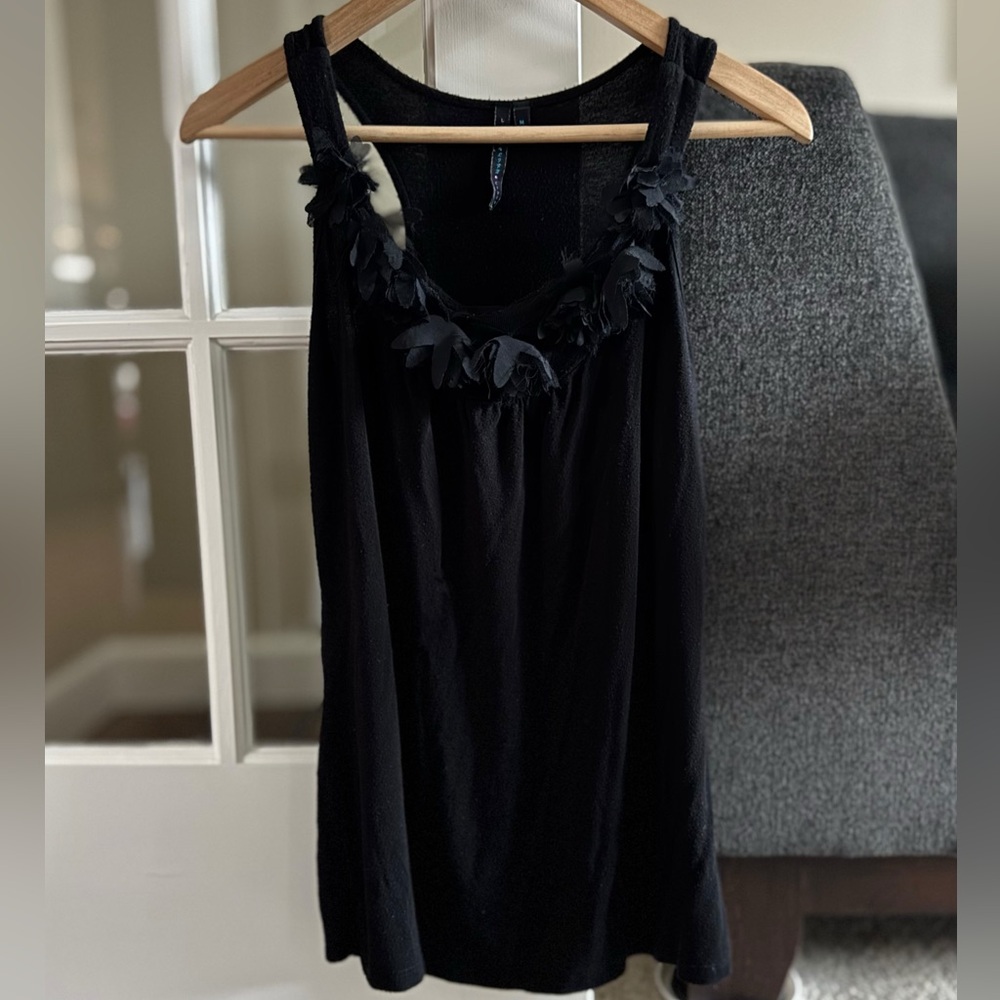 Black Floral Embellished Tank Top
